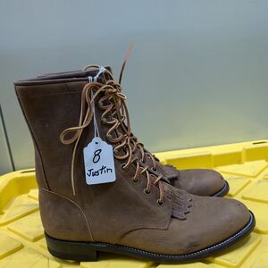 Justin Boots Men's Tan Leather Lace-Up Boots